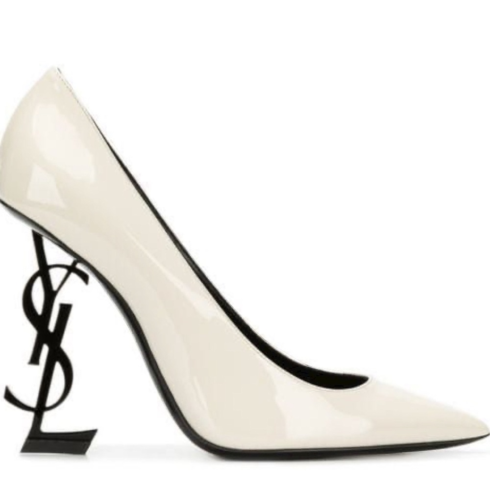 YSL White Opium Pumps.